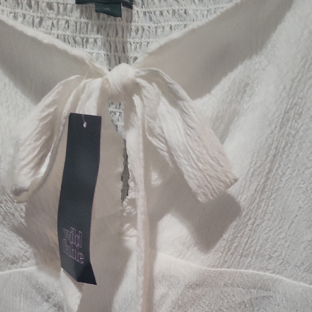White Puff Sleeve Dress - Picture 3 of 8